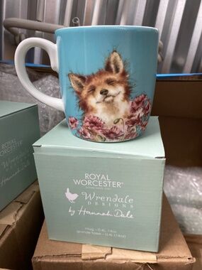 Royal Worcester Wrendale Designs Mug Hannah Dale Bird Floral Boxed